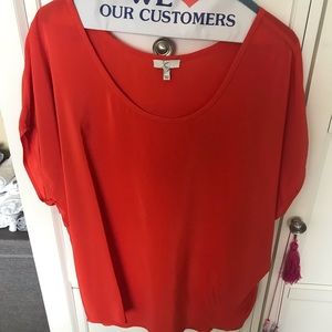 Joie Red Silk Oversized T-shirt, Sz XS